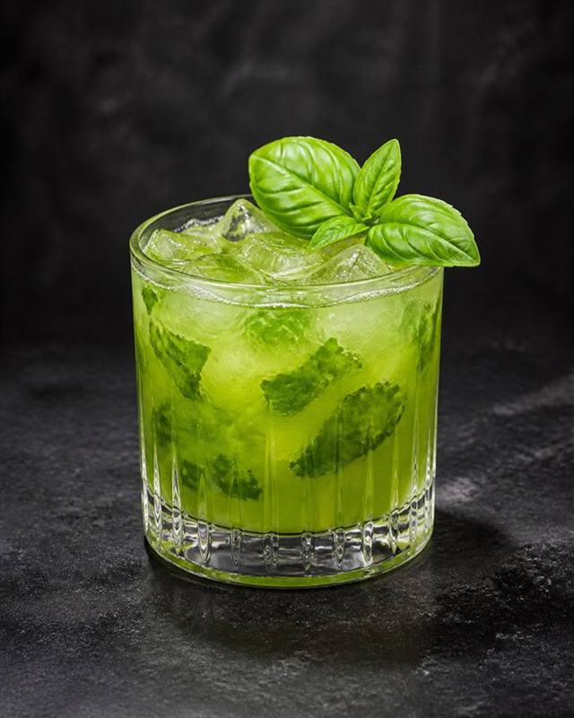 Gin Basil Smash cocktail illustration