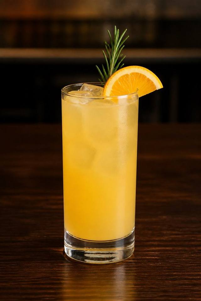 Orange Rosemary Collins cocktail illustration