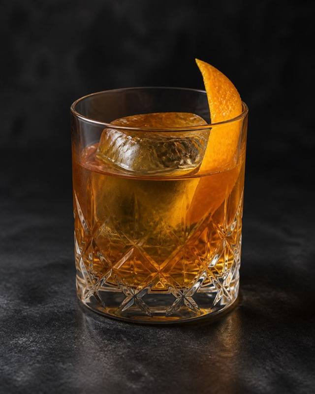 Rum Old Fashioned cocktail illustration
