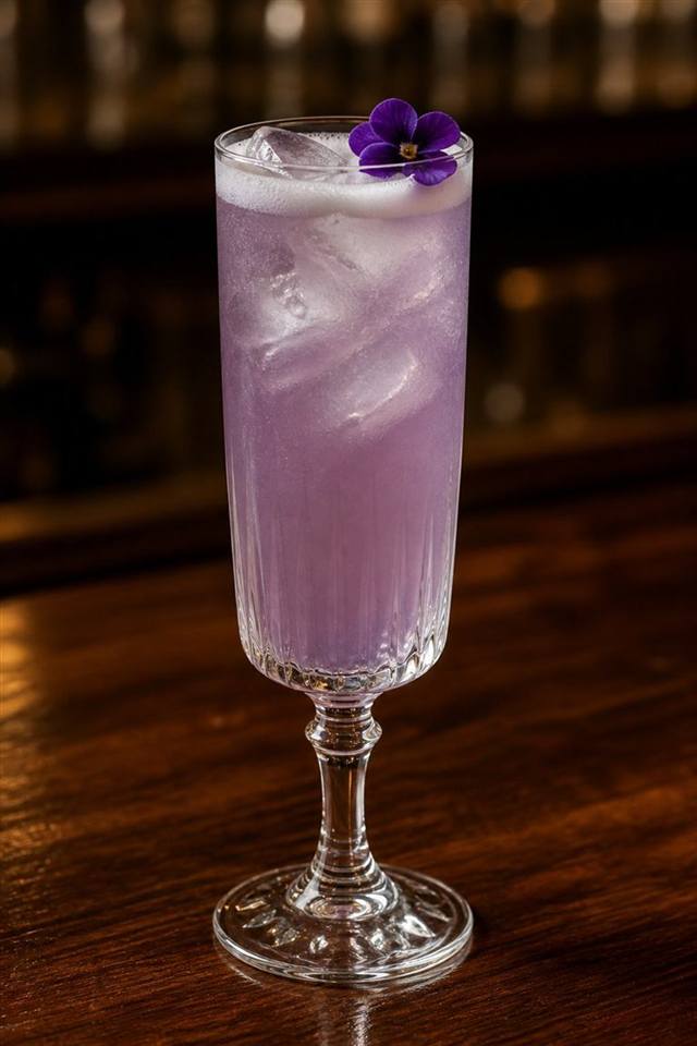 Violet Fizz cocktail illustration